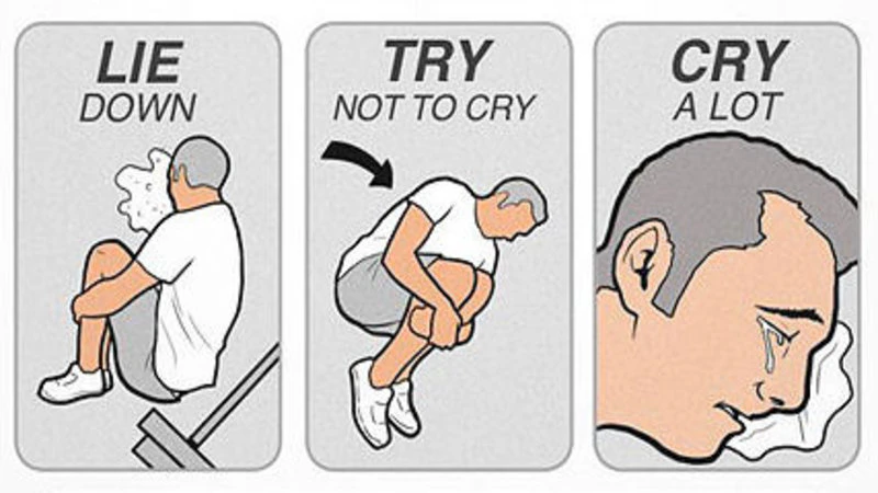 Lie down, try not to cry, cry a lot meme